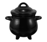 Gatuida Halloween Witch Cauldron Mug Coffee Soup Cup Black Ceramic 700ml | Lid Coverage, Wide Brim and Sturdy Handle, Party-ready Serving for Treats and Fantasy Themed Hosts