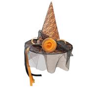 Gatuida Halloween Witch Hat for Women with Orange Mesh Flower Decor Lightweight Breathable Wizard Costume Accessory for Cosplay Dress Up and Seasonal Party