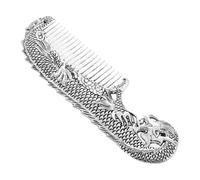 Gatuida Hand Carved Chinese Alloy Comb Dragon Design Vintage Decorative Hair Comb for Hair Styling and Scalp Massage Antique 8-inch Retro Accessory