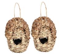 Gatuida Hand Woven Straw Bird House Unique Decorative Hanging Nest for Parrots and Garden Delicate Roosting Pockets for Birds Straw Bird Nest Accessory
