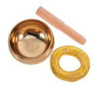 Gatuida Handcrafted 8cm Copper Yoga Singing Bowl Set with Wooden Mallet and Mat, Tibetan Meditation Sound Bowl for Mindfulness and Spiritual Practice Random Color