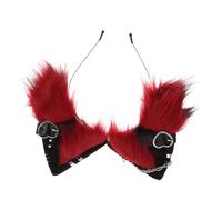 Gatuida Handcrafted Punk Gothic Animal Ears Headband for Women Lightweight Comfortable Cat Dog Fox Ear Hair Accessory Sophisticated Black Wine Red Color for Halloween Cosplay Party