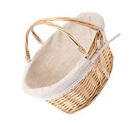 Gatuida Handheld Flower Basket Multi Purpose Picnic Wedding Storage Basket Large Natural Woven Design for Floral Decor Photo Props Chic Home Organization