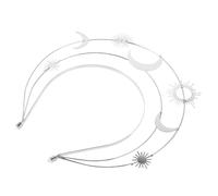 Gatuida Handmade Moon Star Headband for Women Silver Roman Crown with Five-pointed Star Design Stylish Bridal Hair Hoop for Birthday Parties and Cosplay Events Elegant