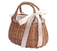 Gatuida Handmade Woven Basket Purse with Handle Natural Storage Bin for Fruits Flowers Picnic and Home Decoration Elegant Carrying Bag for Living and Office Use