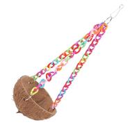 Gatuida Hanging Parrot Bed Random Color Chain Natural Coconut Shell Bird Nest for Parakeets and Small Pets Comfortable Swing for Resting and Breeding