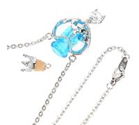 Gatuida Heart-shaped Crown Pendant Necklace with Blue Crystal Vial, Alloy Essential Oil Diffuser Bottle Necklace for Women, Minimalist Birthday Jewelry
