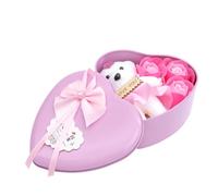 Gatuida Heart Shaped Iron Box with 2Pcs Pink Rose Soap Flowers, Artificial Floral Set for Valentine’S Day, Mother’S Day, Birthday Presents, Romantic Decorative Box for Women