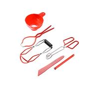 Gatuida Household Canning Kit with Jar Lifting Tool Sturdy Red Canning Clamps for Jam Making and Jar Transfer Compact and Easy to Use Set for DIY Preserving and Pickling