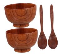 Gatuida Japanese Style Wooden Bowl and Spoon Large Smooth Surface Rice and Noodle Serving Bowls Food Container for Salad Soup Pasta Easy-Clean Natural Material for Home and Restaurant Use