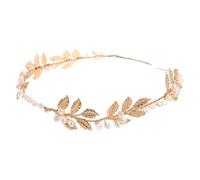 Gatuida Leaf Wedding Headpiece for Bride Golden Pearl Rhinestone Bridal Headband Hair Vine Bridal Hair Accessories for Wedding Ceremony