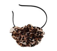 Gatuida Leopard Print Headband with Large Floral Accent Comfortable Thin Band Hair Accessory for Women and Stylish Sweet Fashion for Parties Travel and Everyday Wear
