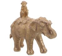 Gatuida Lifelike Resin Elephant Ornament with Monkey Figurine Animal Sculpture Table Decor Stable Base Compact for Garden Shelf Desk Display Gift for Animal Lovers