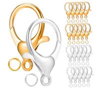 Gatuida Lobster Clasps and Open Jump Rings for DIY Jewelry Making Necklace Buckles with Gold and Silver Finish Smooth Connectors for Bracelets and Craft Projects