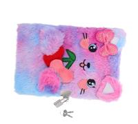 Gatuida Lockable Plush Cat Journal for Diary with Bowknot Illustration Privacy Lock Keys Soft Fluffy Cover Notebook for Writing Sketching Travel Diary Gift