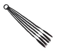 Gatuida Long Braided Ponytail Extension Black 5-strand Braid with Hair Tie for Women Natural Black Synthetic Hair for Daily and Party Wear