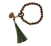 Gatuida Lotus Sachet Wooden Beaded Rosary Bracelet for Unisex Use for Meditation and Prayer Featuring Rustic Design and Elegant Tassels