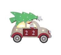 Gatuida Luminous Perpetual Wooden Calendar with Movable Display Sections, Creative Car Shape Design, Christmas Desk Decoration for Home and Restaurant Use Random Color