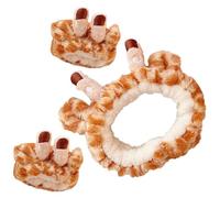 Gatuida Makeup Headband and Face Washing Wrist Wraps Set Cute Giraffe Motif, Soft Plush Elastic Bands for Women’s Skincare and Bath Time