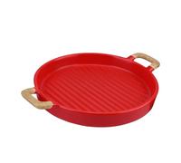 Gatuida Matte Red Ceramic Dessert Plate with Dual Handles Simple Nordic Style Snack and Fruit Serving Dish for Home and Restaurant Use