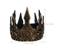 Gatuida Medieval King Crown for Men PU Material Royal Tiara Adjustable Headband Golden Black Trim Cosplay Party Accessory