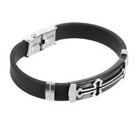 Gatuida Men’s Black Silicone Cross Bracelet, Religious String Wrist Chain for Men, Single Piece Adjustable Wristband for Daily Wear and Faith Expression