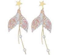 Gatuida Mermaid Tail Drop Earrings for Women Tassel Dangle Jewelry Chic Handcrafted Mermaid Pendant Studs Elegant Boho Style Ladies