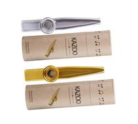 Gatuida Metal Kazoo Set 2pcs Gold and Silver with 2 Paper Tubes, Musical Wind Instruments for Boys and Girls and Music Lovers, Performance Kazoos for Educational Play and Party