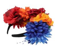 Gatuida Mexican Peony Floral Headband Simulation Rose Flower Crown Hair Wreath for Women Party Headpiece Colorful Flower Hair Decor