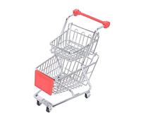 Gatuida Mini Metal Shopping Cart Storage Basket Creative Red Decorative Trolley for Compact Food Holder for Fried Snacks and Potato Chips Lightweight Office and Home Organizer