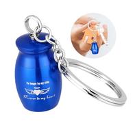 Gatuida Mini Pet Ashes Urn Keychain Memorial Keepsake Pendant for Dogs Cats Sealed Cremation Container with Blue Mini Ashes Holder Portable Ornament to Preserve Cherished Memories