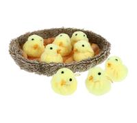 Gatuida Mini Plush Yellow Chicken Nest Set with 8 Soft Mini Chicks, Cute Easter Decoration and ’ Farm Animal