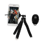 Gatuida Mini Stainless Steel Camera Tripod Phone Holder and Remote Control, Portable Octopus Sponge Desk Tripod for Photography and Mobile Shooting, Black