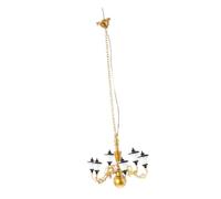Gatuida Miniature Chandelier Lamp for Dollhouse Tiny Warm White LED Hanging Light Landscape Decoration Accessory Gold and Black Model Pendant Fixture for Moss Terrariums and Architectural