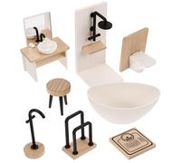 Gatuida Miniature Dollhouse Bathroom Accessories Set, 1:12 Scale, 8-Piece Assorted Color, Wood and Plastic, Includes Sink, Bathtub, Toilet, and More, for Dollhouse Decoration and