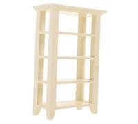 Gatuida Miniature Dollhouse Bookshelf Ivory White Wooden Display Cabinet for Mini Furniture Accessories Sturdy Craftsmanship with Realistic Design for Organizing and Showcasing Tiny Books