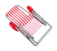 Gatuida Miniature Foldable Beach Chair, Dollhouse Deck Chair Accessory in Red Stripe, Mini House Ornament for Doll Furniture and Playsets