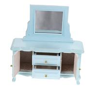 Gatuida Miniature Scale Wooden Dressing Table with Mirror Lightweight Dollhouse Furniture Model and Smooth Finish Compact Doll House Ornament for Miniature Room Decor