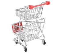 Gatuida Miniature Shopping Cart Model Red Supermarket Trolley for Sturdy Desktop Decoration and Play Accessory Realistic Small Shopping Cart