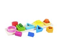 Gatuida Montessori Gradient Wooden Shape Matching for Geometric Stacking Tower Puzzle with Blocks Fine Motor Skills and Logical Thinking Development Early Learning Educational Game