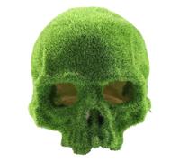Gatuida Mossy Skull Terrarium Ornament - Lifelike Moss Covered Resin Skull Hideout for Reptile Terrariums - Shelter Decor for Leopard Gecko Tank Landscape