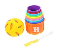 Gatuida Multi Color Rabbit Nesting Cups with Adjustable Opening Treat Ball and Cleaning Brush Food Grade Plastic Bunny for Rabbit Entertainment and Mental Health