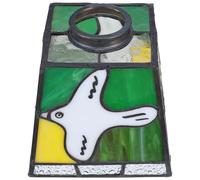 Gatuida Multicolored Vintage French Dove Pattern Glass Hanging Lamp Shade, Small Square Stained Glass Lampshade Replacement with 42Mm Aperture for Table, Floor, and Wall Light Fixtures