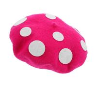Gatuida Mushroom Knit Beret Hat for Adults and Soft Woolen Felt Painter Cap Comfortable Fit for Halloween Party Cosplay Christmas Festival Role Play Accessory