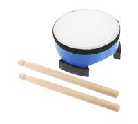 Gatuida Musical Floor Drum Wooden Percussion Instrument with Pair of Drumsticks Blue Wear-resistant Simple Drum Toy for Early Education and Daily Life