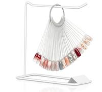 Gatuida Nail Sticks: 50 Clear Nail Polish Color Display Tips with Metal Ring for Polish Color Display Salon Training Manicure Practice Client Presentation