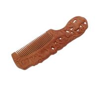 Gatuida Natural Peach Wood Hairstyling Comb Large Smooth Handle Meridian Massage Comb for Hair Detangling and Scalp Care Practical Light Brown Wood