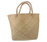 Gatuida Natural Seagrass Hand-woven Flower Basket with Handle Multi-purpose Storage and Home Decor Organizer Belly Basket for Gardening and Indoor Use