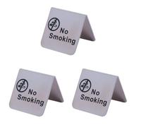 Gatuida No Smoking Sign, 3pcs No Smoking Table Sign Double Side Metal No Area Table No s Do Not Smoke for Desk