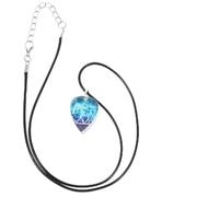 Gatuida Northern Lights Guitar Pick Pendant Necklace for Women and Men, Heart-shaped Decorative Pendant Necklace, Music Lover Jewelry Gift for Guitar Players